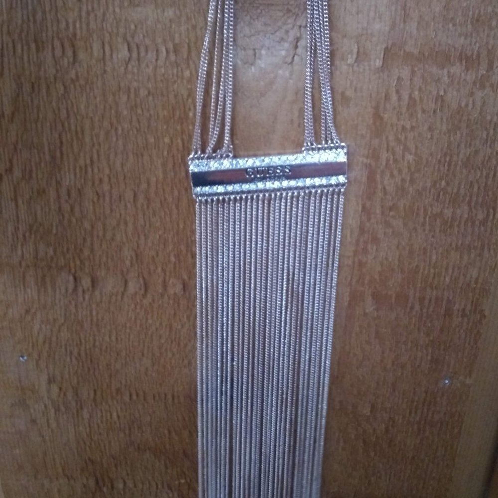 Guess rose gold tone fringe type necklace